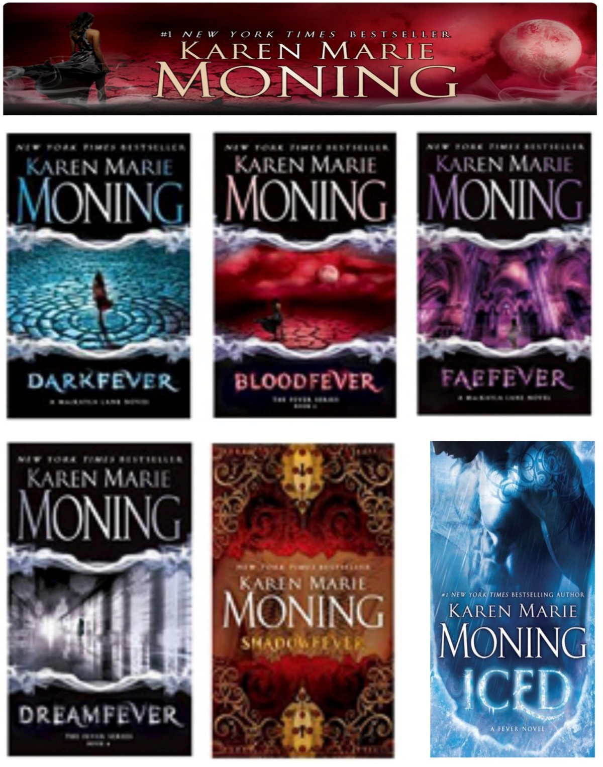 The Fever Series 6book Bundle Darkfever Bloodfever Faefever Dreamfever Shadowfever Iced Karen Marie Moning
