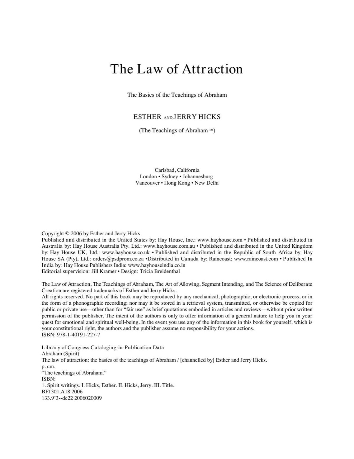 The Law Of Attraction Esther Hicks Jerry Hicks