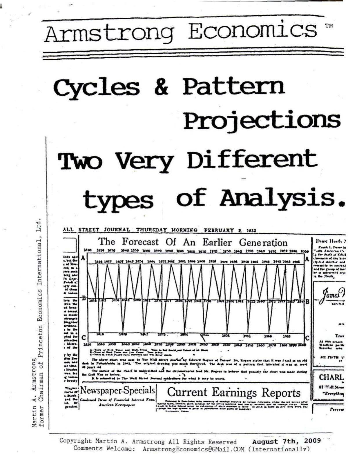 Cycles And Pattern Projection Two Very Different Types Of Analysis Martin A Armstrong