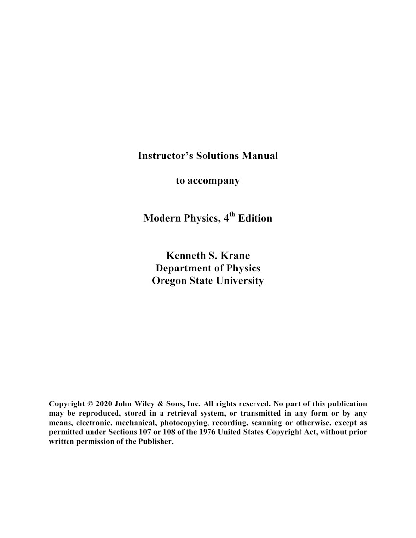 Modern Physics 4th Kenneth S Krane