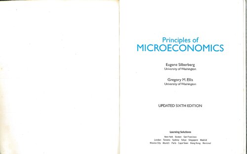 Principles Of Microeconomics 6th Edition Eugene Silberberg And Gregory Ellis