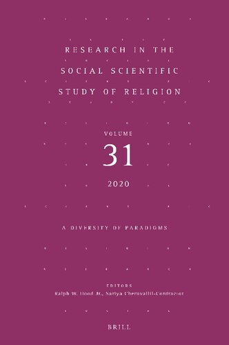 Research In The Social Scientific Study Of Religion A Diversity Of Paradigms Ralph W Hood Jr Editor