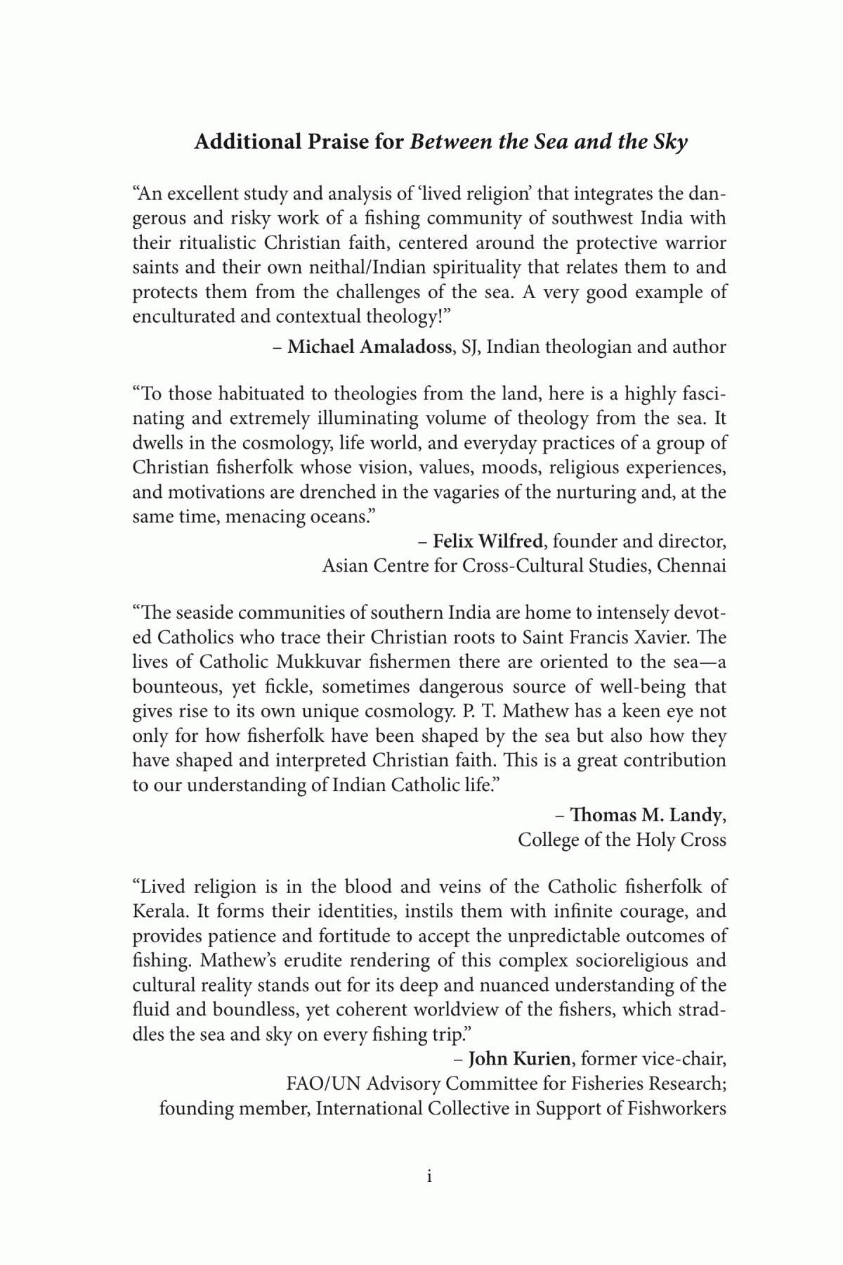 Between The Sea And The Sky Lived Religion On The Seashore P T Mathew Sj