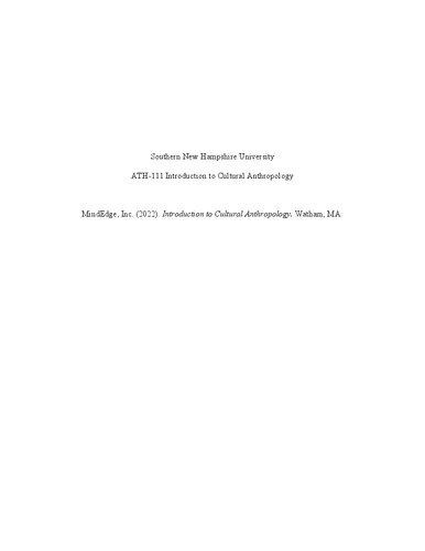 Introduction To Cultural Anthroplogy 2022th Edition Mindedge