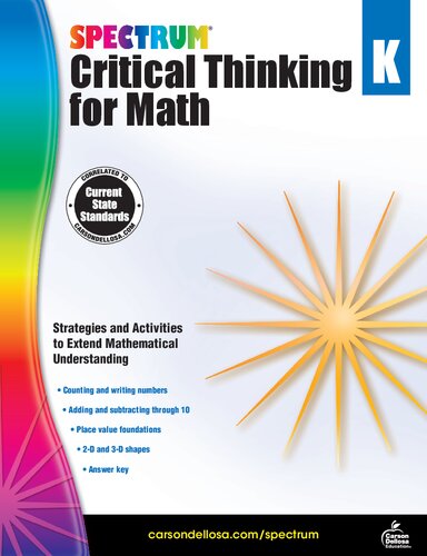 Spectrum Critical Thinking For Math Grade K Spectrum