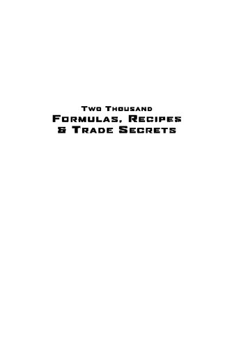Two Thousand Formulas Recipes And Trade Secrets The Classic Doityourself Book Of Practical Everyday Chemistry Harry Bennett