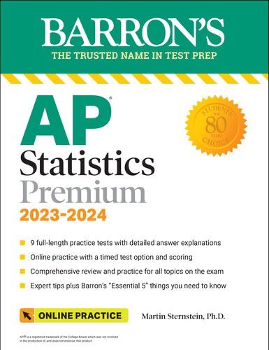 Ap Statistics Premium 20232024 9 Practice Tests Comprehensive Review Online Practice Martin Sternstein