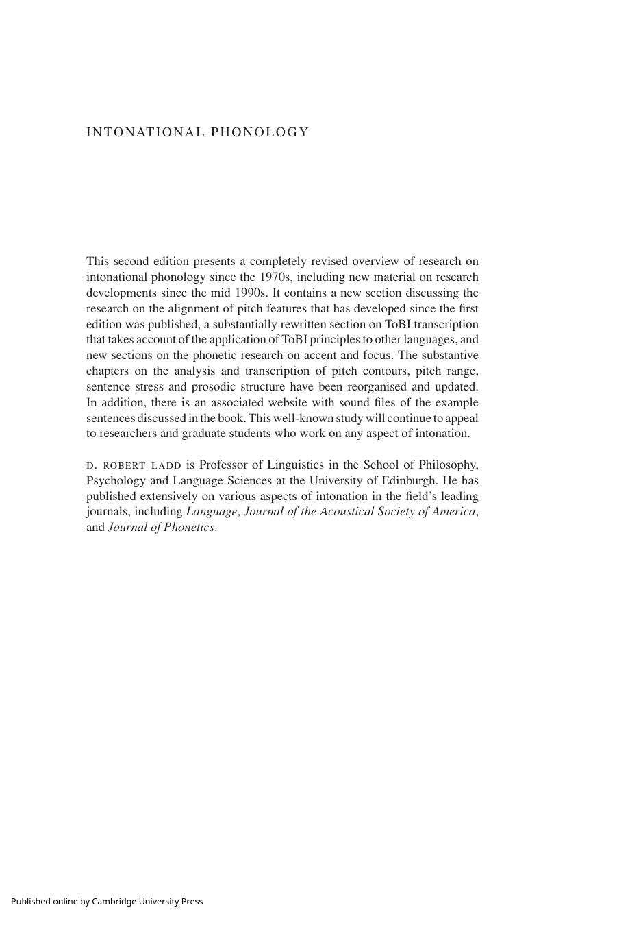 Intonation Phonology 2th Edition D Robert Ladd Full Namedwight Robert Ladd Jr