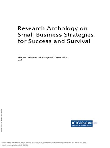 Research Anthology On Small Business Strategies For Success And Survival Information Resources Management Association