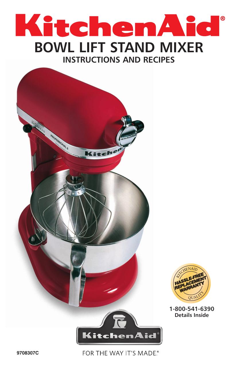 Kitchenaid Bowl Lift Stand Mixer Instructions And Recipes Kitchenaid