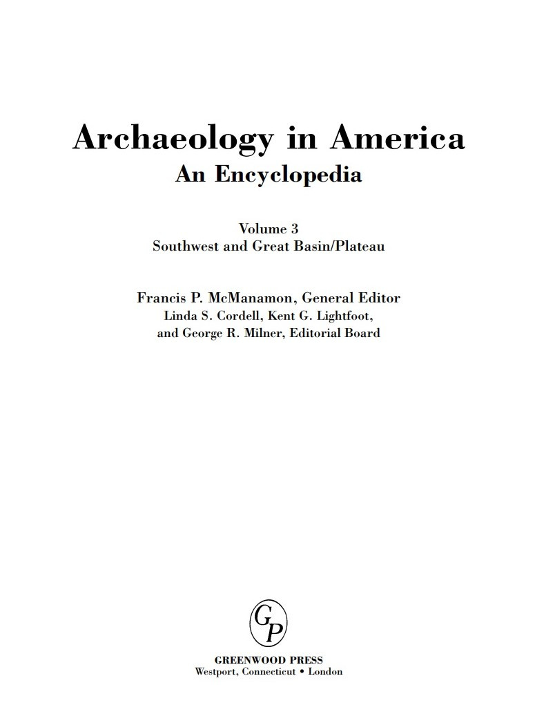 Archaeology In America An Encyclopedia Vol 3 Francis P Mcmanamon Ed