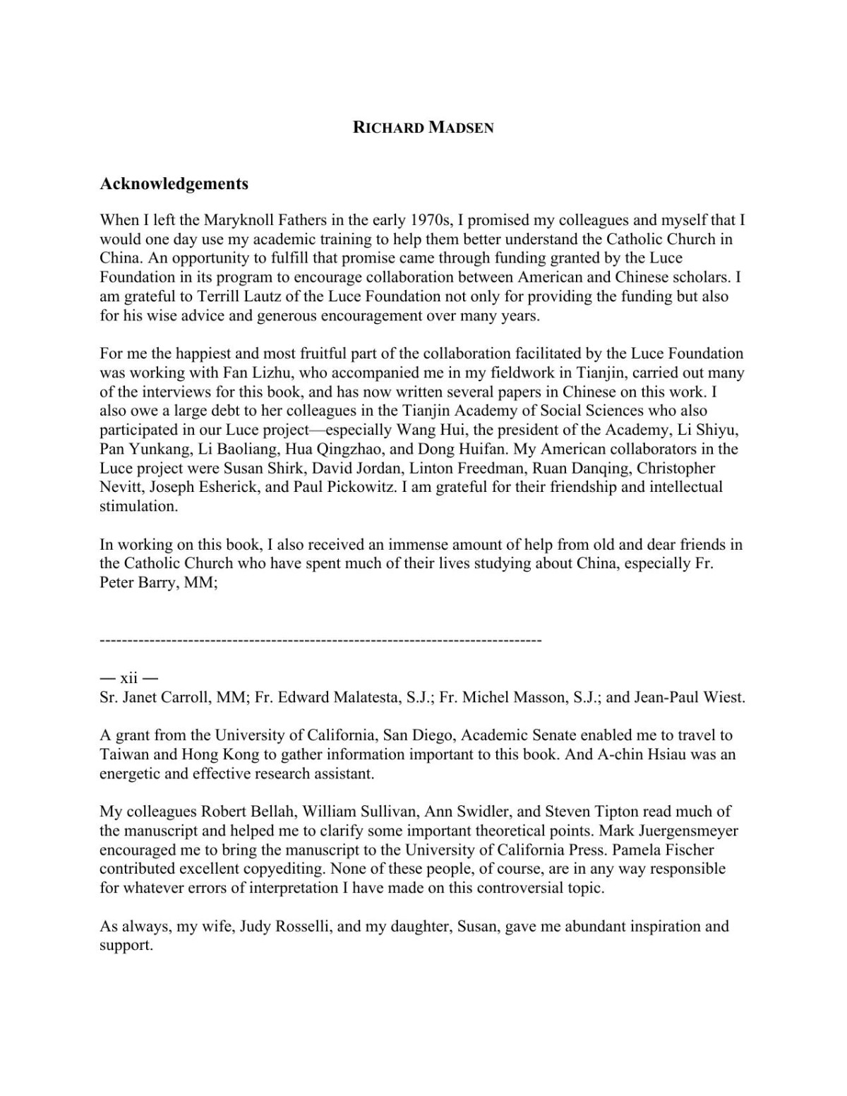 Chinas Catholics Tragedy And Hope In An Emerging Civil Society Richard Madsen