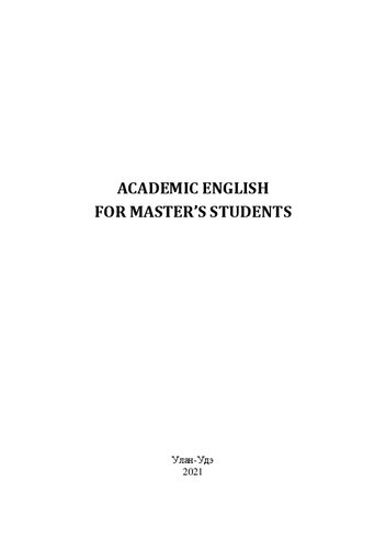Academic English For Masters Students
