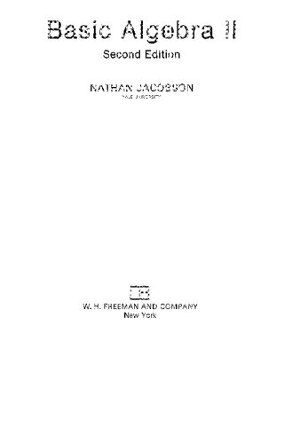 Basic Algebra Ii 2nd Edition Nathan Jacobson