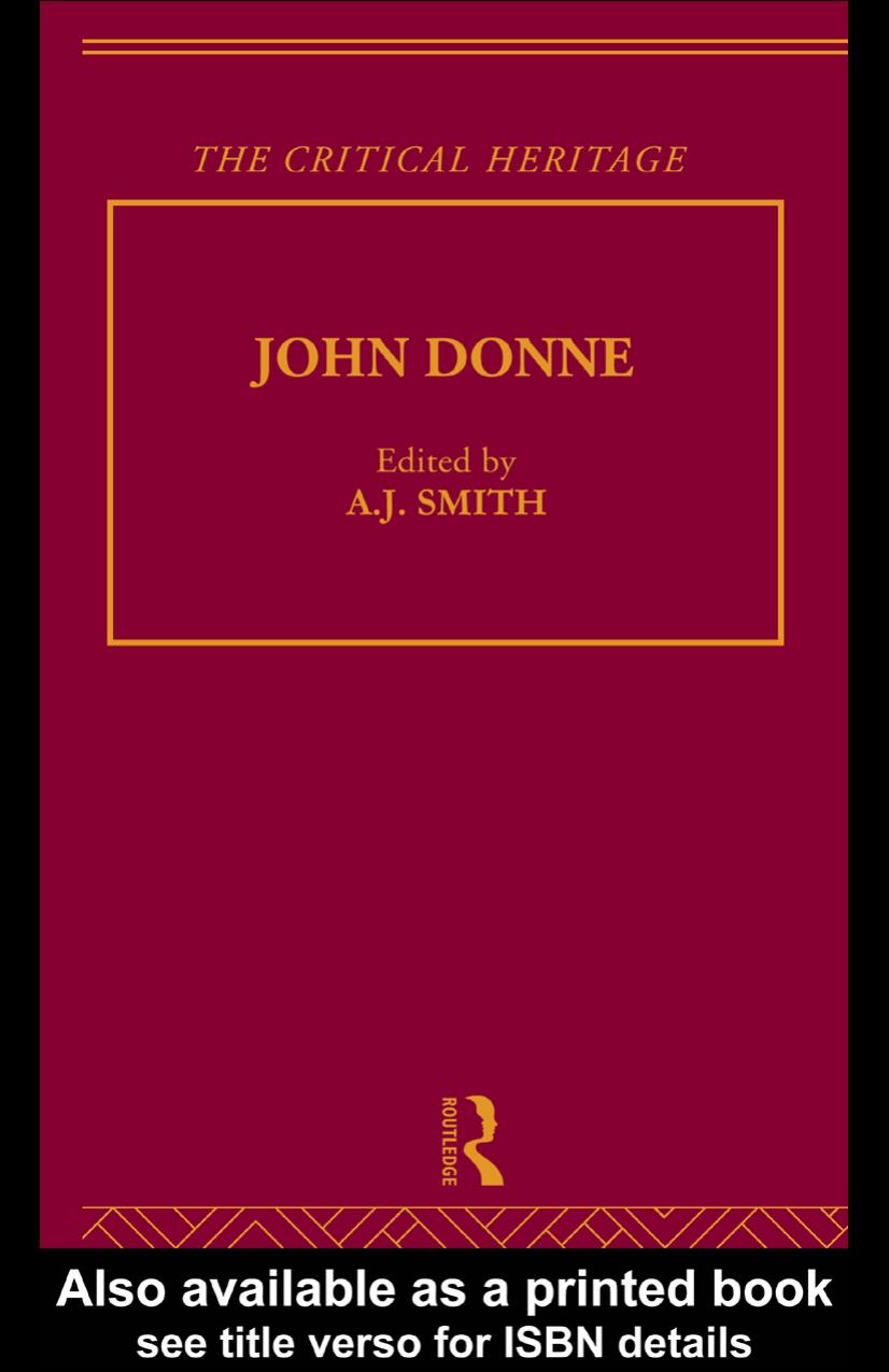 John Donne The Critical Heritage A J Smith