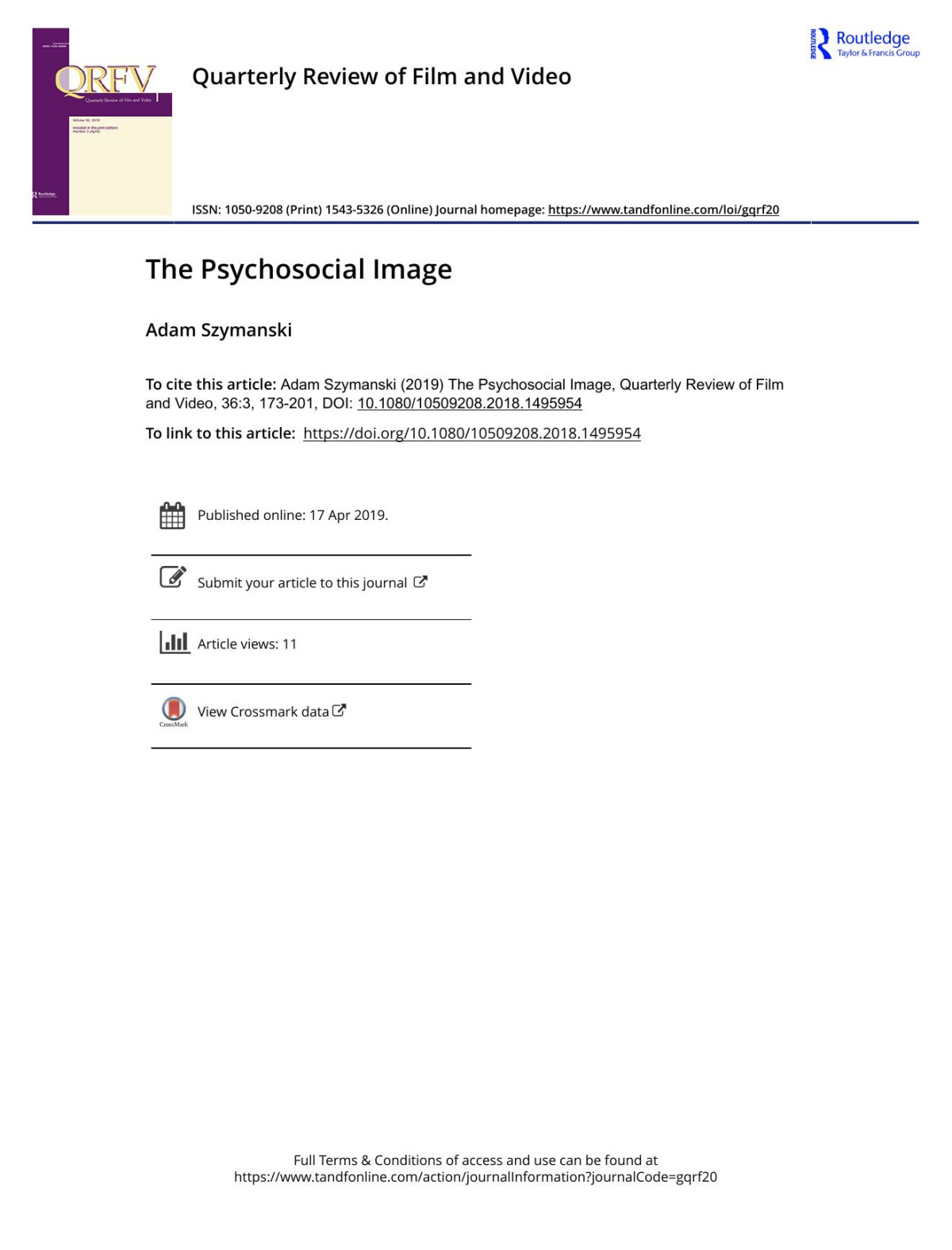 The Psychosocial Image Szymanski Adam