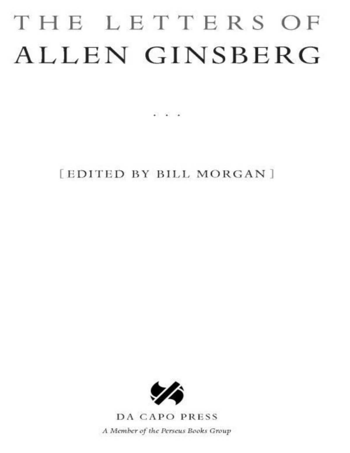 The Letters Of Allen Ginsberg Allen Ginsberg