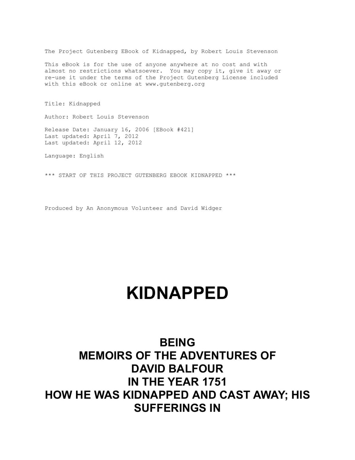 Kidnapped Catriona Robert Louis Stevenson
