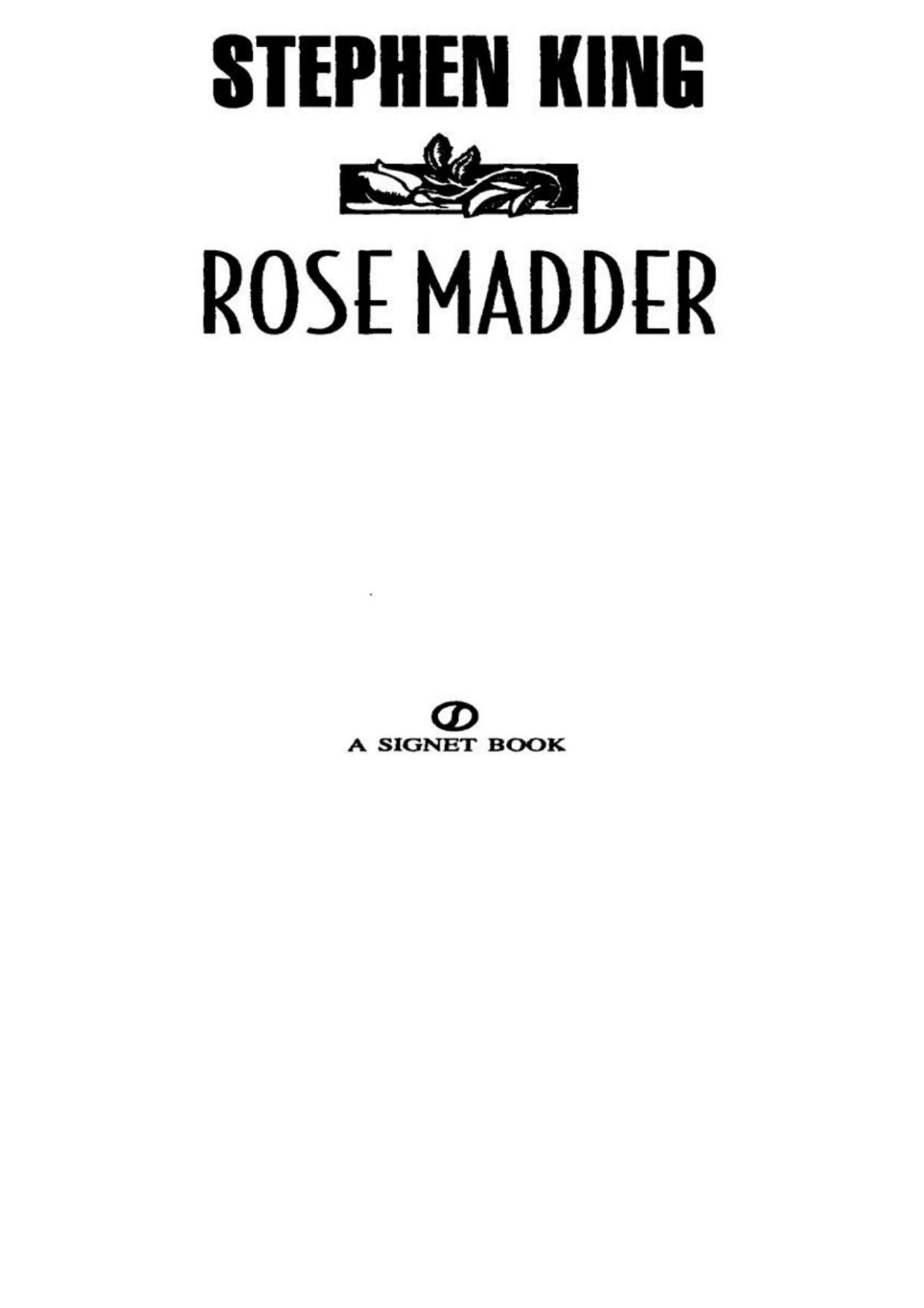 King Stephen Rose Madder Stephen King