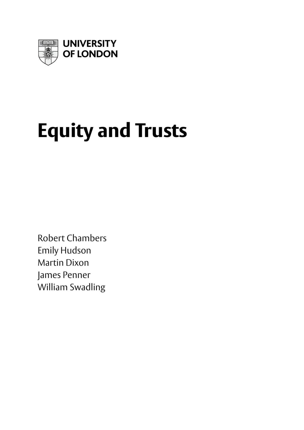 Equity And Trusts La3002 Module Guide University Of London 2022th Edition Robert Chambers Emily Hudson James Penner William Swadling