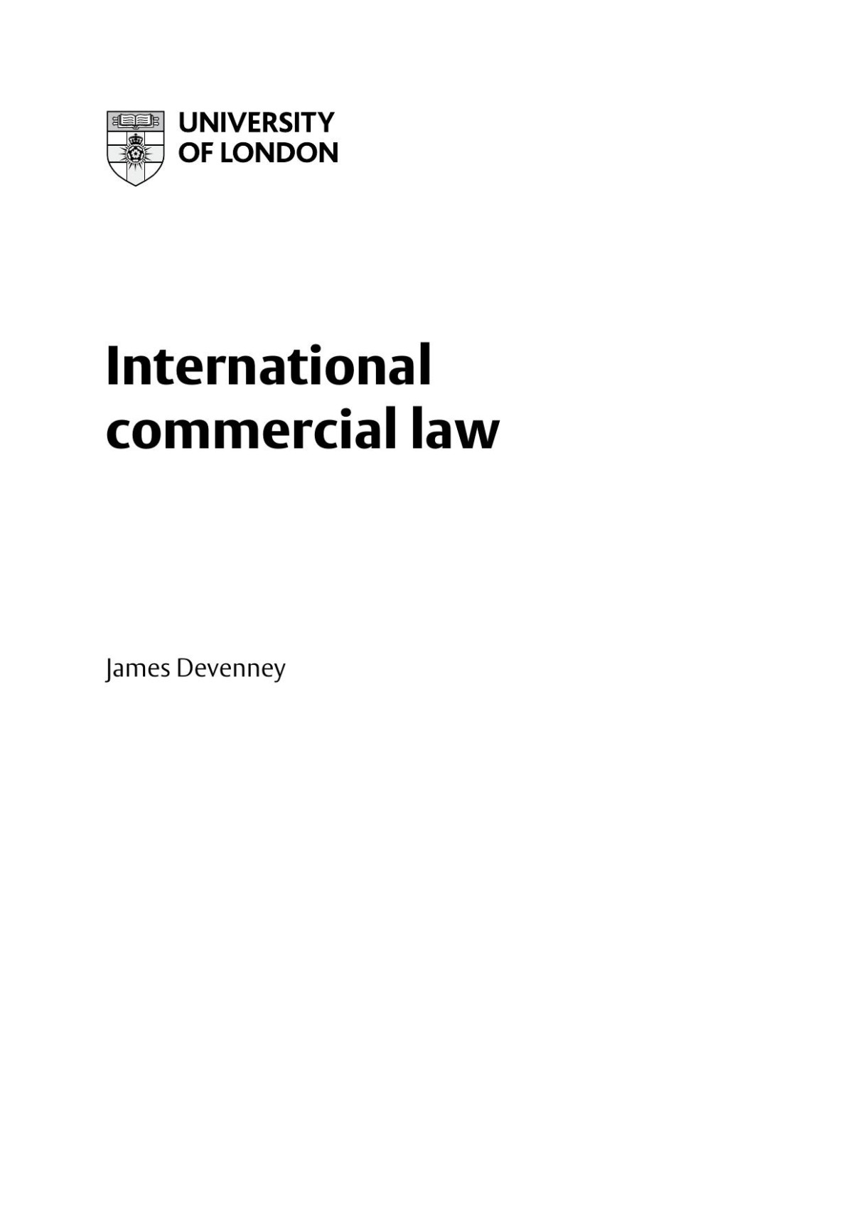 International Commercial Law La3009 Module Guide University Of London 2022th Edition James Devenney