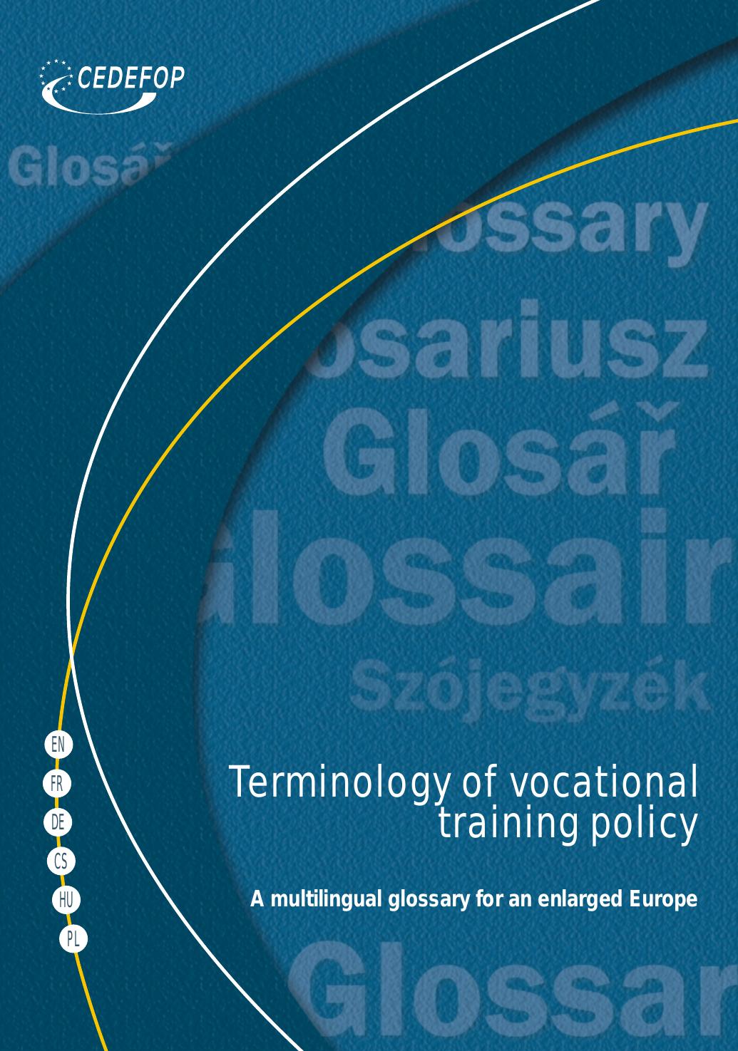 Terminology Of Vocational Training Policy Philippe Tissot