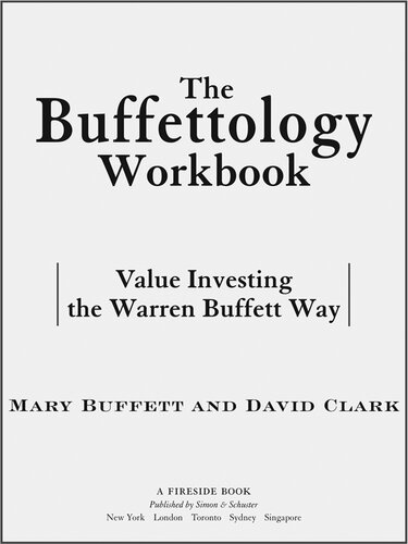The Buffettology Workbook Value Investing The Warren Buffett Way Mary Buffett David Clark