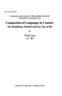 Comparison Of Languages In Contact The Distillation Method And The Case Of Bai