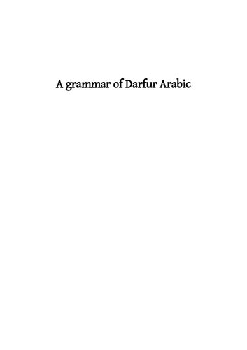 A Grammar Of Darfur Arabic Caroline Jeanne Roset