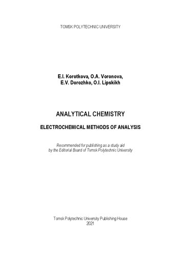 Analytical Chemistry Electrochemical Methods Of Analysis Study Aid 1st Edition Korotkova E I