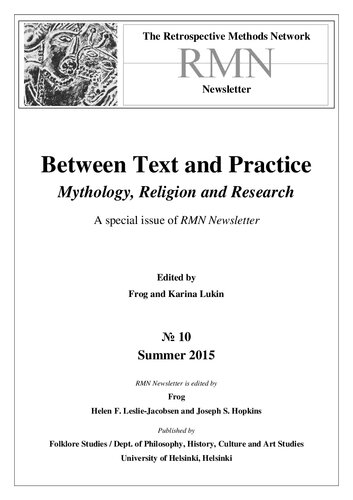 Between Text And Practice Mythology Religion And Research Frog