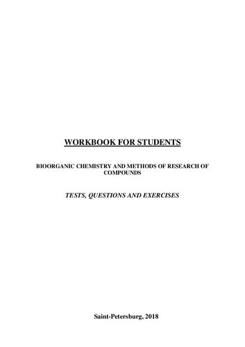 Bioorganic Chemistry And Methods Of Research Of Compounds Tests Questions And Exercises Khorunzhy V V