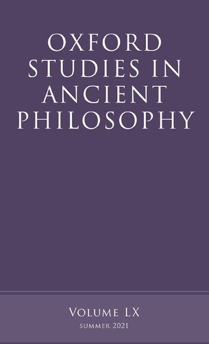 Oxford Studies In Ancient Philosophy Volume Lx Victor Caston Editor