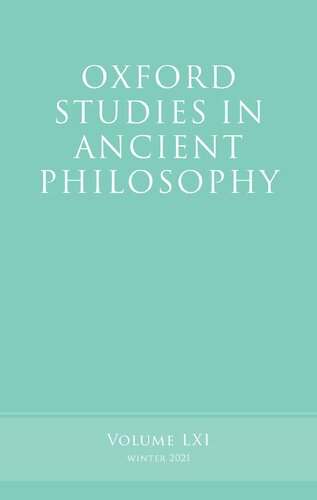Oxford Studies In Ancient Philosophy Volume Lxi Victor Caston Editor