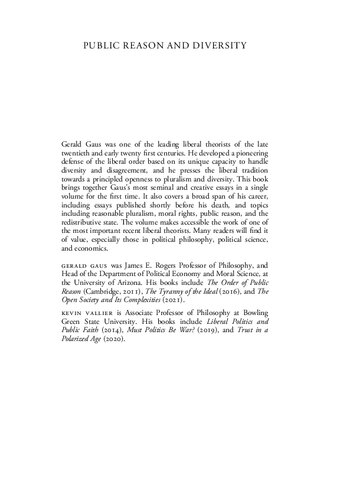 Public Reason And Diversity Reinterpretations Of Liberalism Gerald Gaus
