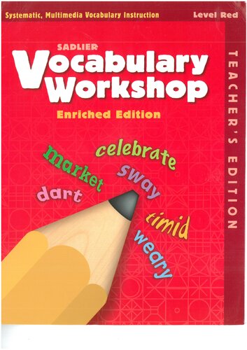 Vocabulary Workshopgrade 1red Levelteacher Book Key Teachers Edition