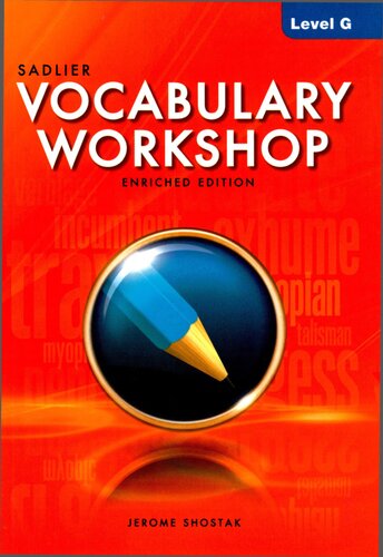 Vocabulary Workshoplevel Gstudent Book Teachers Edition