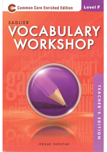 Vocabulary Workshoplevel Fteacher Book Key Teachers Edition