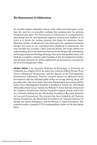 The Neuroscience Of Adolescence 1st Edition Adriana Galvn