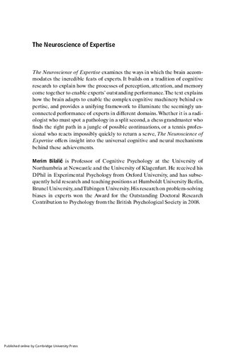 The Neuroscience Of Expertise 1st Edition Merim Bilali