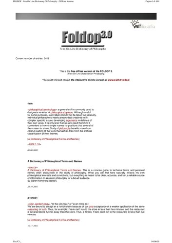 Foldop 30 Free On Line Dictionary Of Philosophy Third Aa Vv