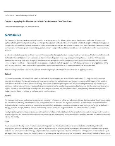 Transitions Of Care In Pharmacy Casebook 1 Online Laressa Bethishou
