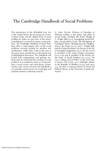 The Cambridge Handbook Of Social Problems Volume 1 A Javier Trevio