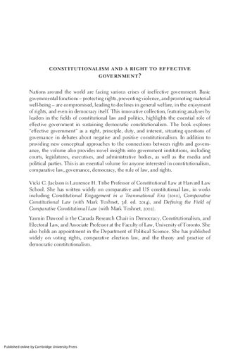 Constitutionalism And A Right To Effective Government Vicki C Jackson