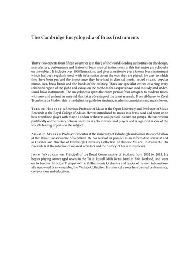 The Cambridge Encyclopedia Of Brass Instruments Trevor Herbert