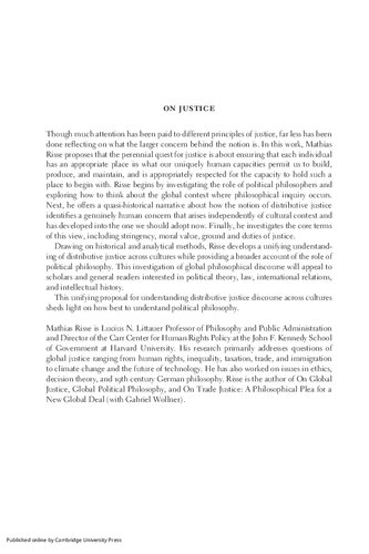 On Justice Philosophy History Foundations Mathias Risse