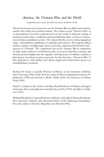 America The Vietnam War And The World Comparative And International Perspectives 1st Edition Andreas W Daum