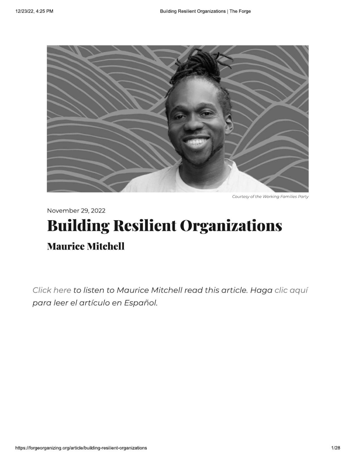 Building Resilient Organizations The Forge Maurice Mitchell