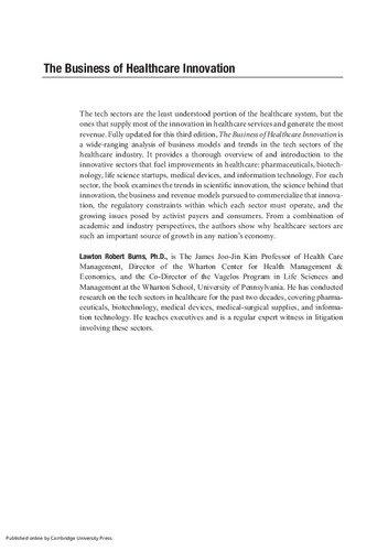 The Business Of Healthcare Innovation 3rd Edition Lawton Robert Burns