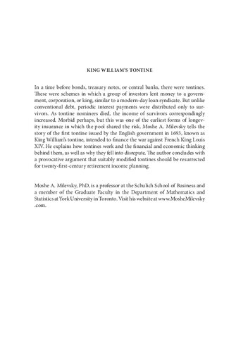 King Williams Tontine Why The Retirement Annuity Of The Future Should Resemble Its Past Moshe A Milevsky